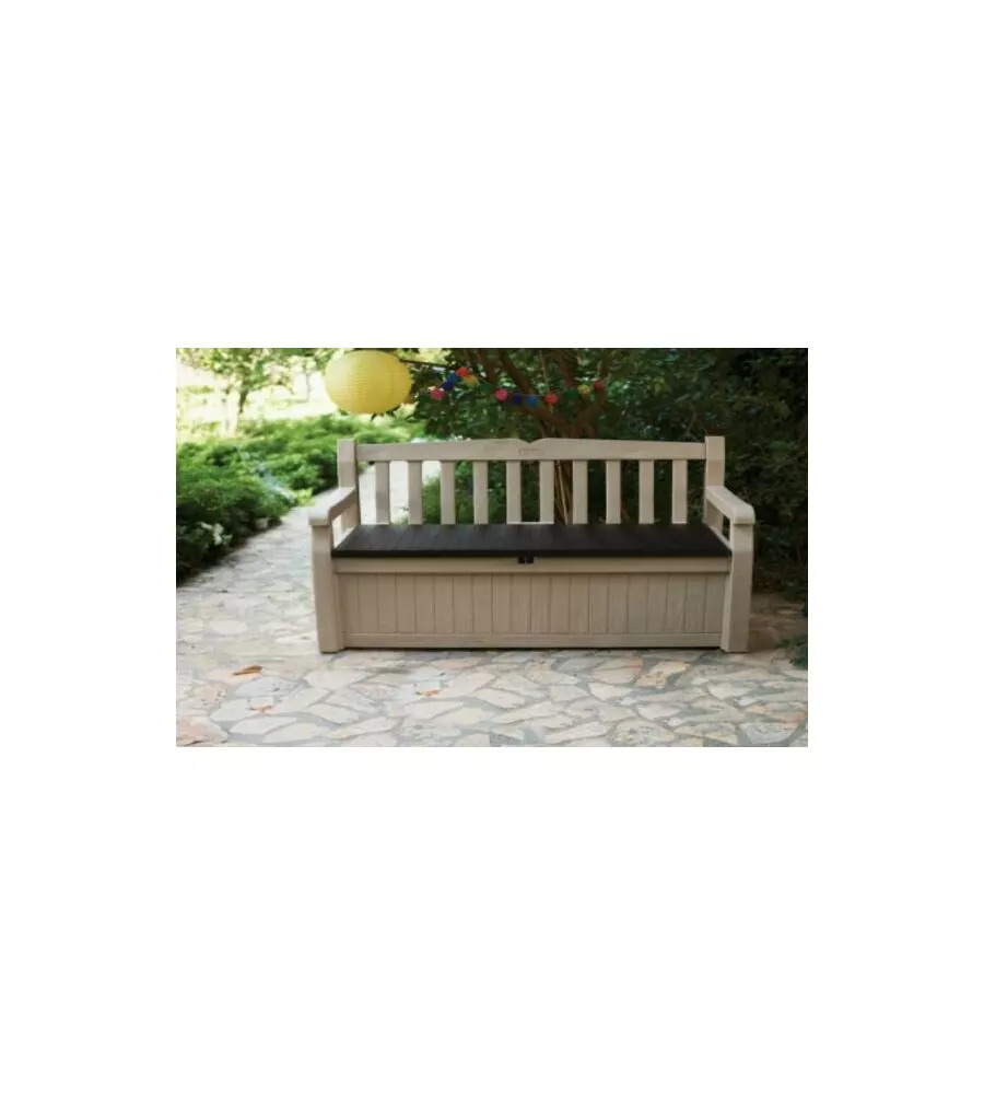 CASSAPANCA KETER "EDEN STORAGE BENCH" IN RESINA BEIGE, 140X60X84 CM